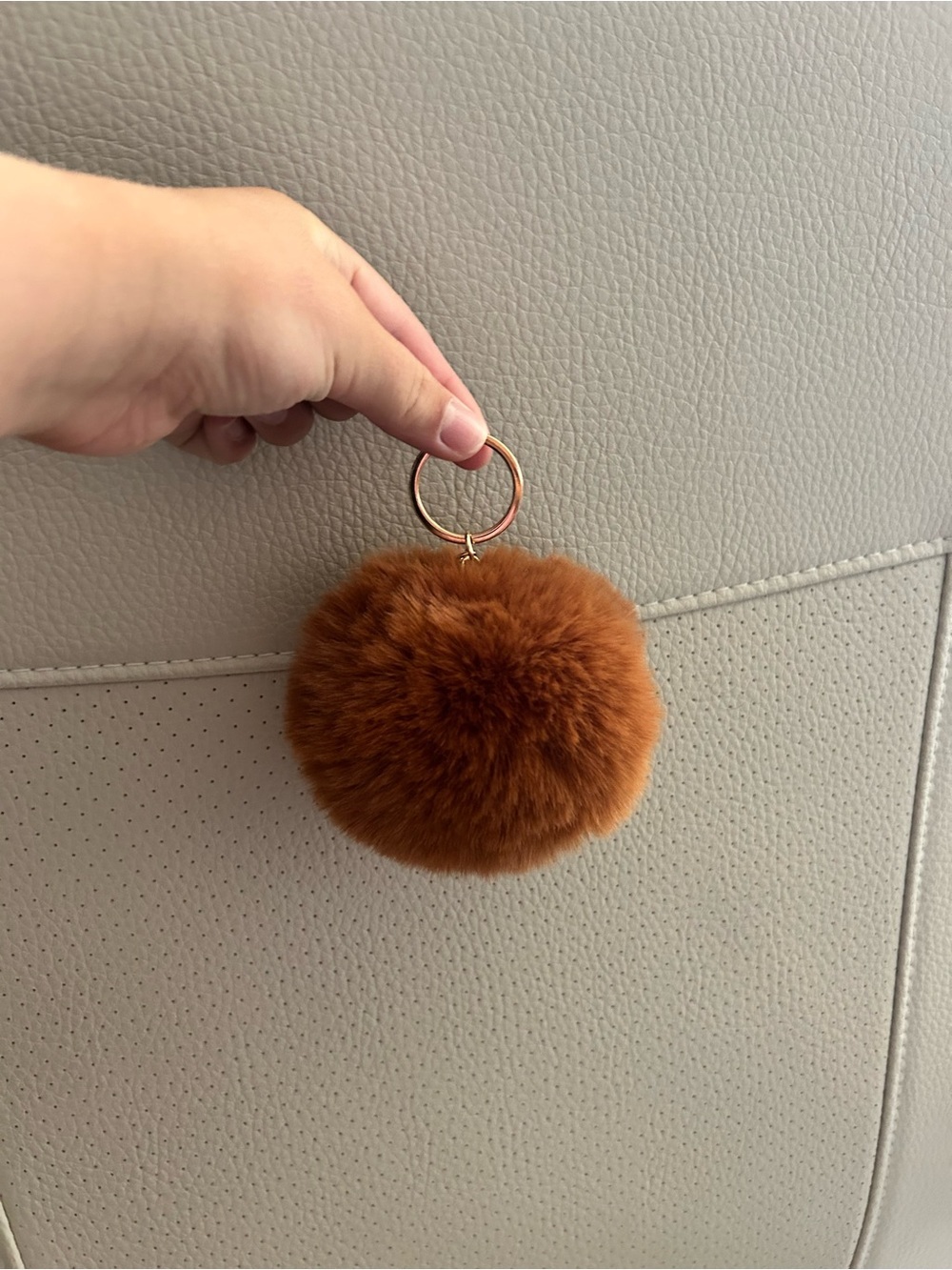 4/$50 Faux Fur Pom Pom Keychain - Rust